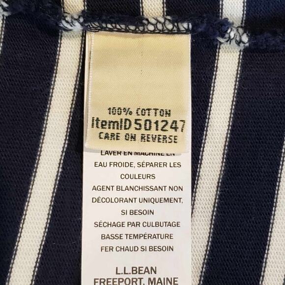 LL Bean Hoodie Womens Large L Blue Striped Henley Nautical Sweatshirt Casual - Picture 10 of 11